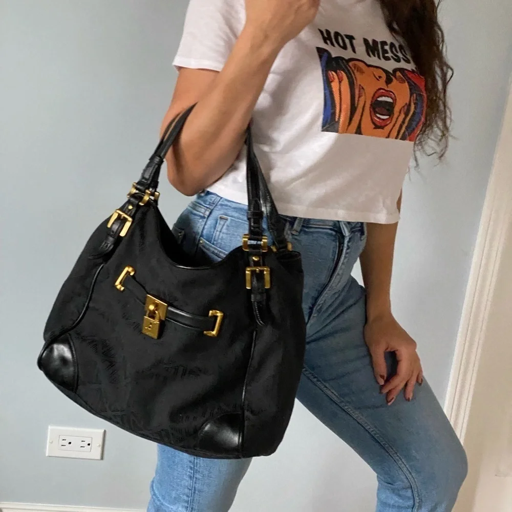 Black Ralph Lauren signature print shoulder bag - Picture 7 of 8